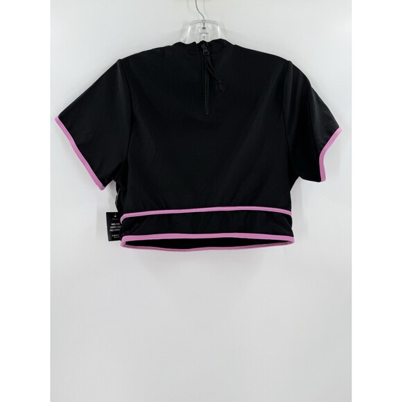 NEW TAGS Torrid Active Size 0 Black Snake Rose Wireless Cropped Piping Rashguard - Picture 9 of 12